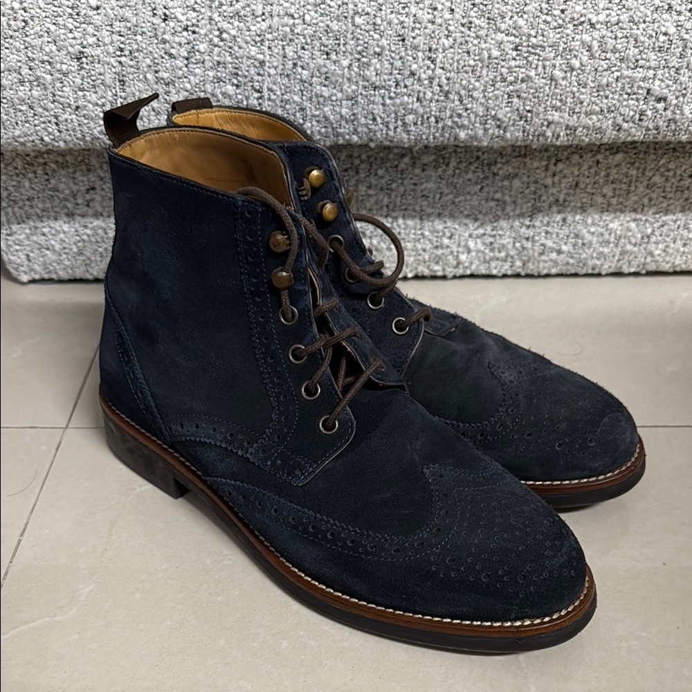 Massimo Dutti Navy Blue Suede Boots